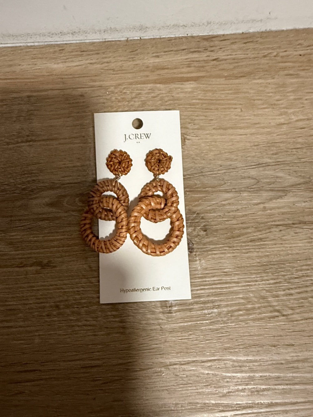 J. Crew Woven Double-Hoop Drop Earrings in Tan